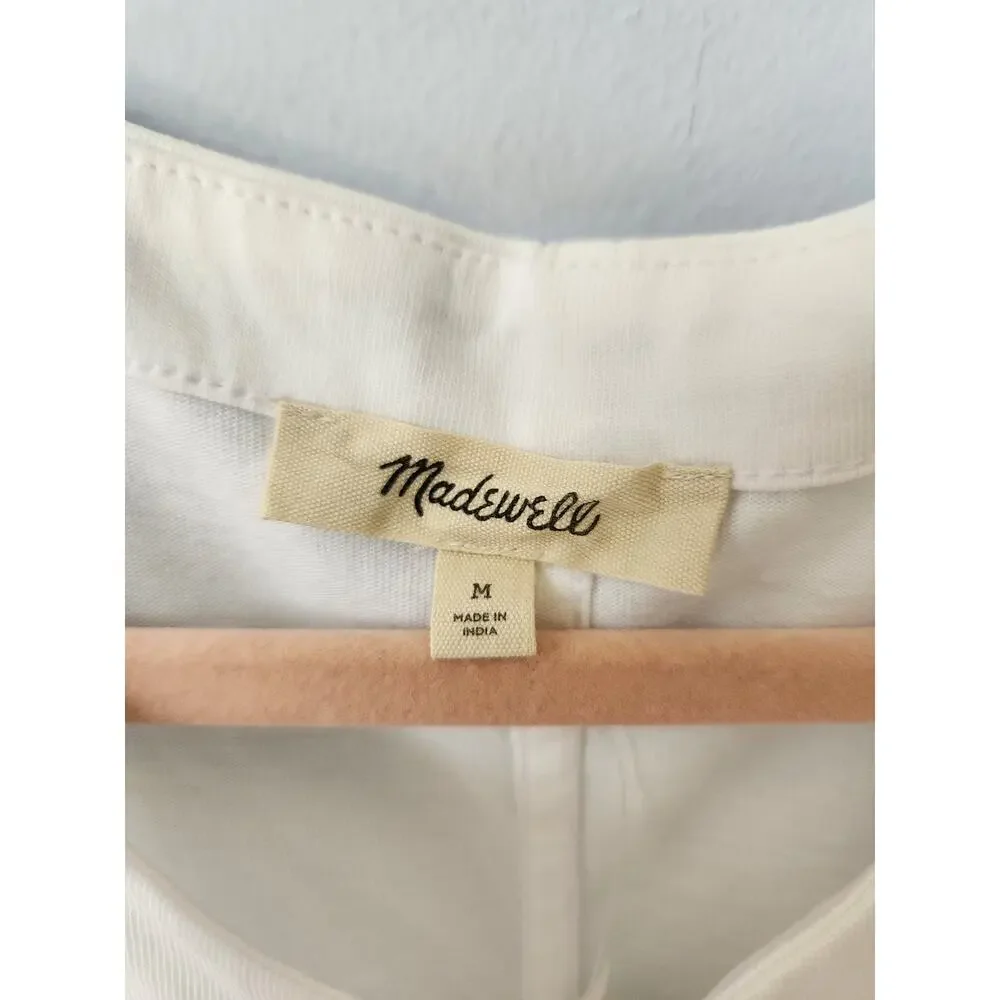NWT Madewell Puff-Sleeve Tee 100 Percent Cotton White M *Flaw SEE DESCRIPTION